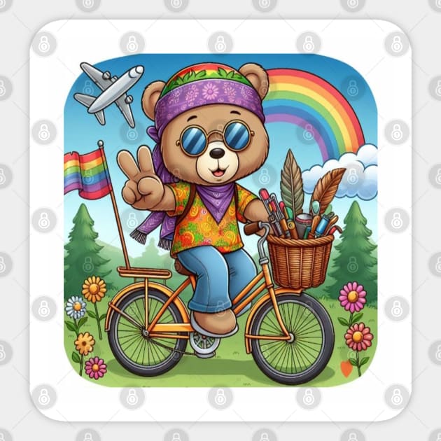 hippie teddybear Sticker by Out of the world